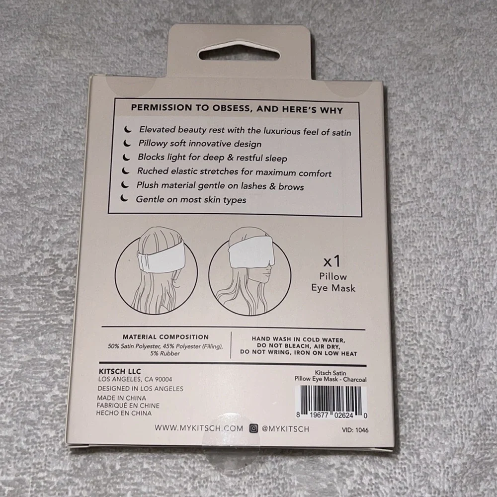 New /kit•sch/ Satin scrunchie 5pk, satin pillow eye mask and satin pillowcase